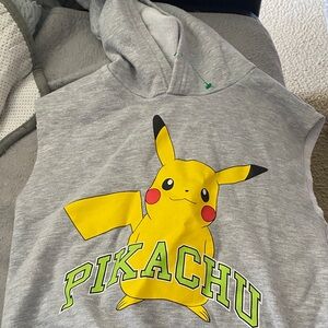 Pokemon Pikachu Gray Sleeveless Hoodie
